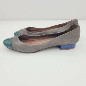 Schutz Round Toe Tri-Color Suede & Patent Leather Flats Size 8